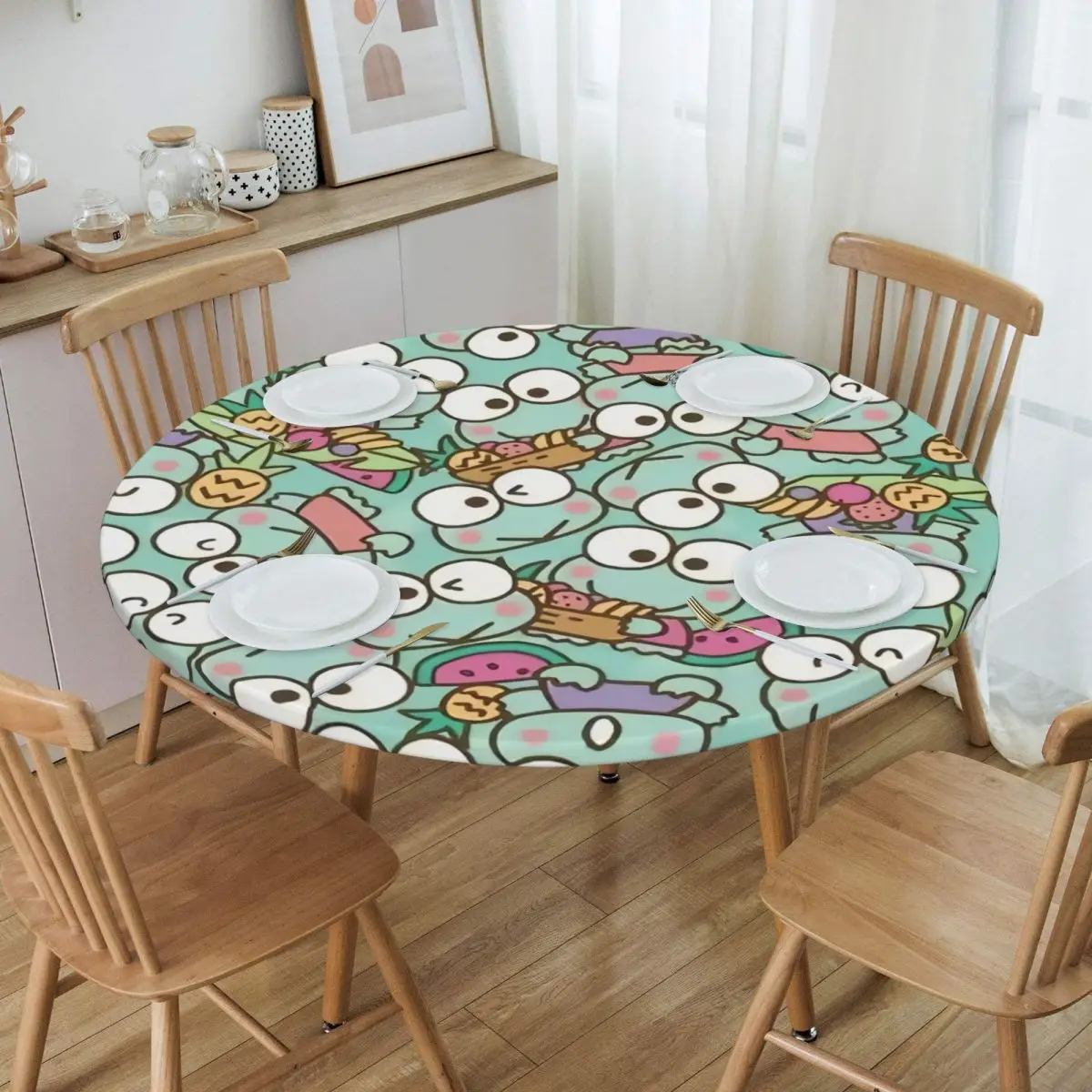 

Круглая Водонепроницаемая аниме скатерть для стола Disney Kero Keroppi Sanrio эластичная приталенная скатерть с подкладкой по краям скатерть для пикника