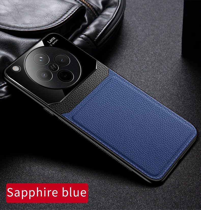 Luxury Acrylic Leather Phone Case with Camera Protection and Silicone Frame