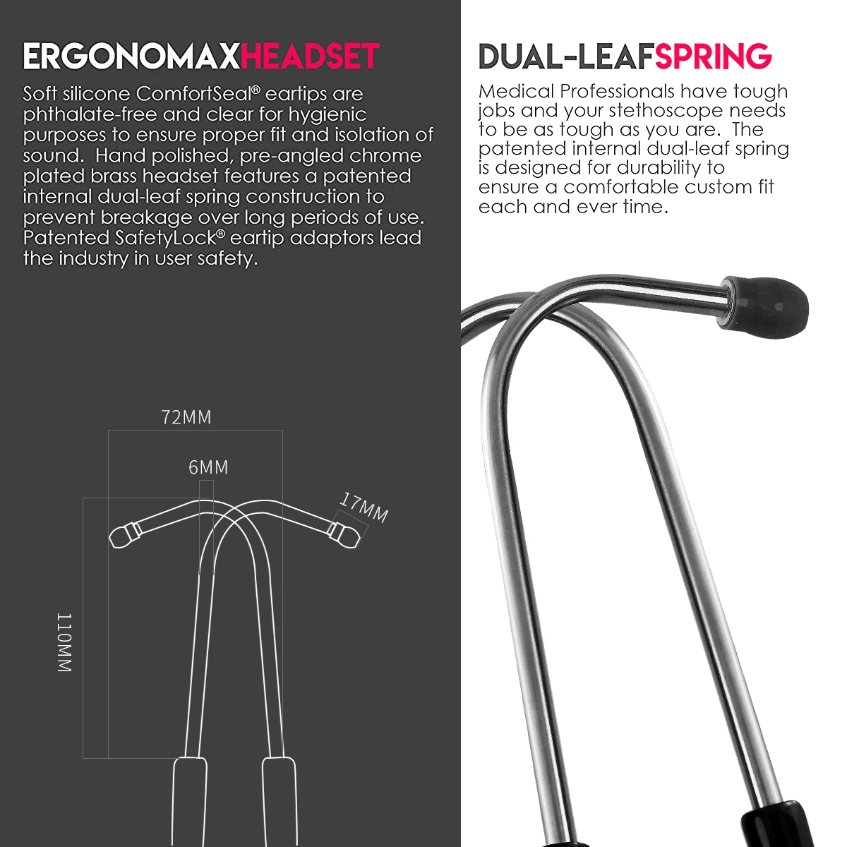 Carent Professional Medical Stethoscope Dual Medical Silverback Stainless Steel For Doctor Nurse Fetal Heart Rate Heath Care