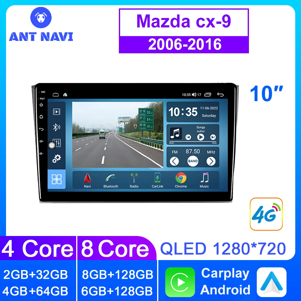 

AntNavi Car Radio For Mazda CX-9 cx9 9TB 2007-2014 Car Multimedia Player Bluetooth GPS DVD Video Android Car Stereo Carplay