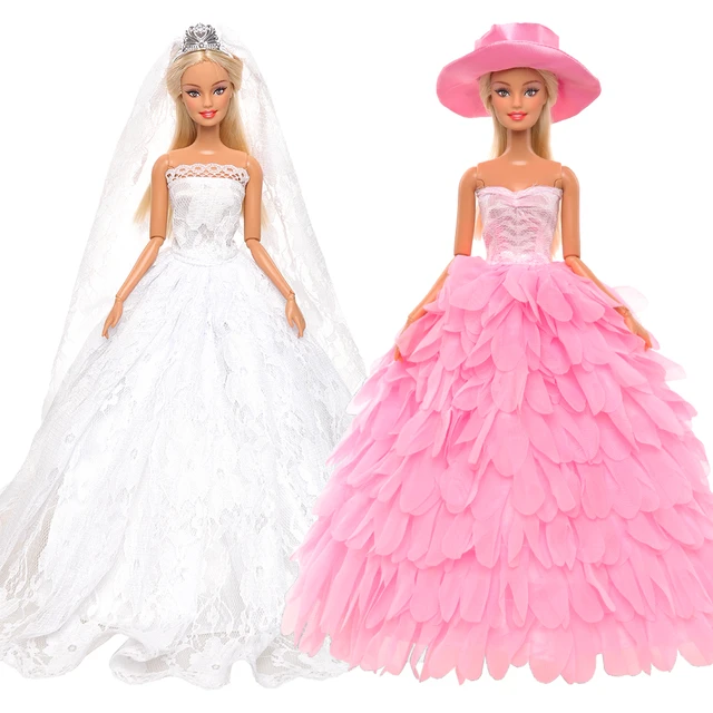 2 pçs conjunto moda roupas baratas para boneca casamento noite