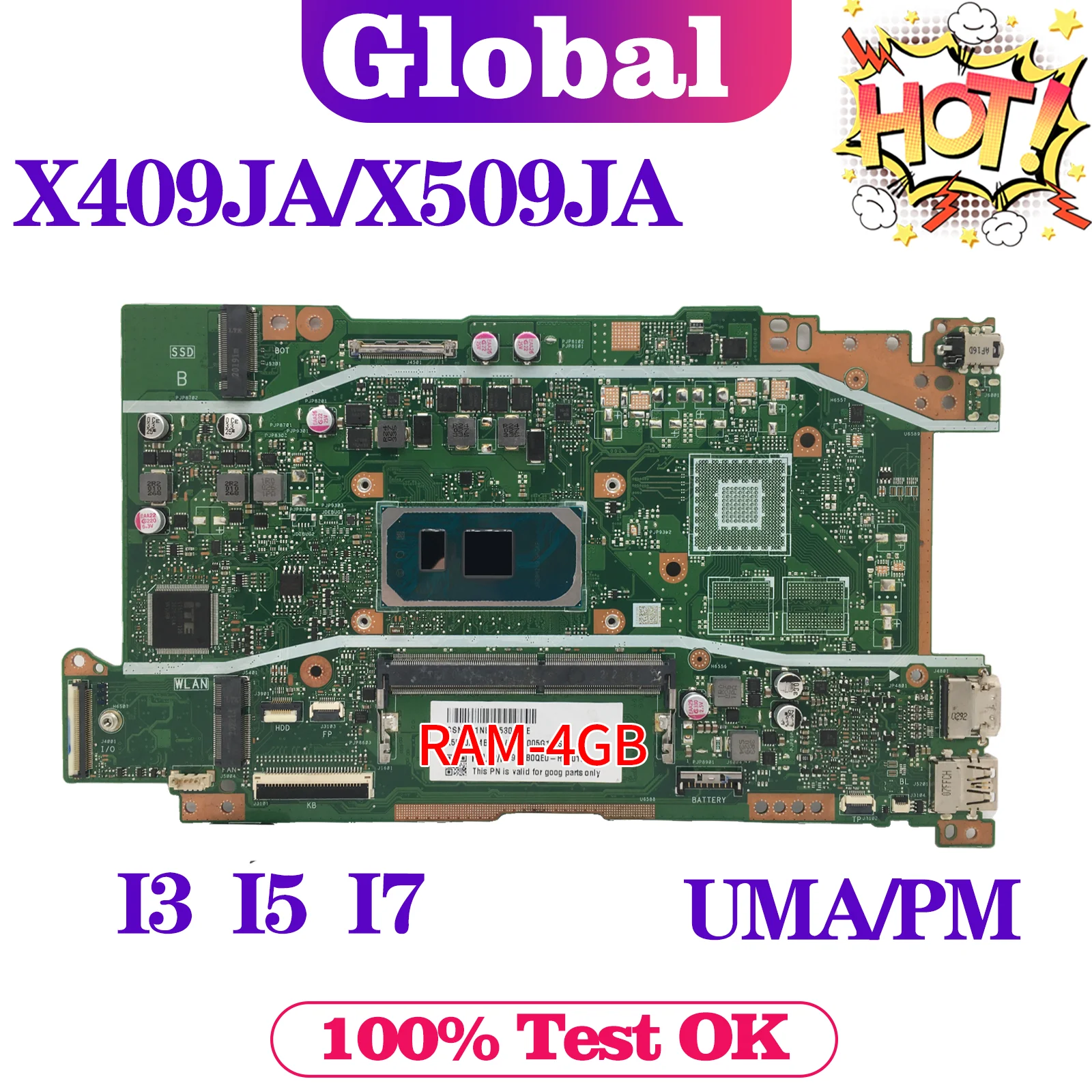 

X409J Mainboard P1510CJA X409JA X509JA X409JP X509JP X409JB X509JB R409J A409J F409J A509J F509J Laptop Motherboard I3 I5 I7 4GB