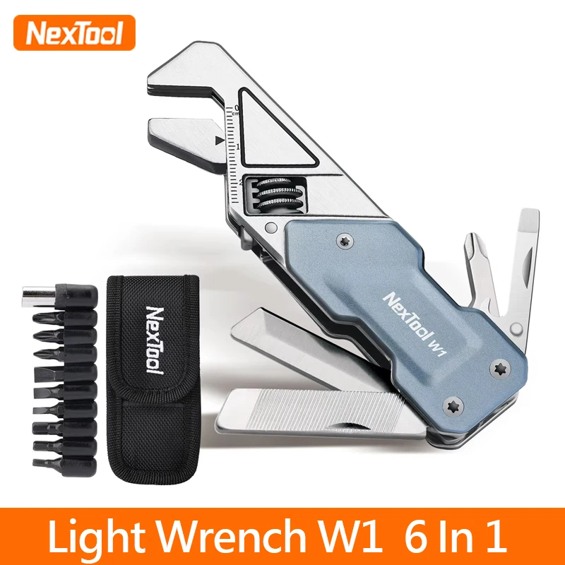 NexTool 라이트 렌치 W1 야외 다기능 도구 6-in-1 휴대용 접이식 칼 조절 가능한 미니 드라이버 야외 도구