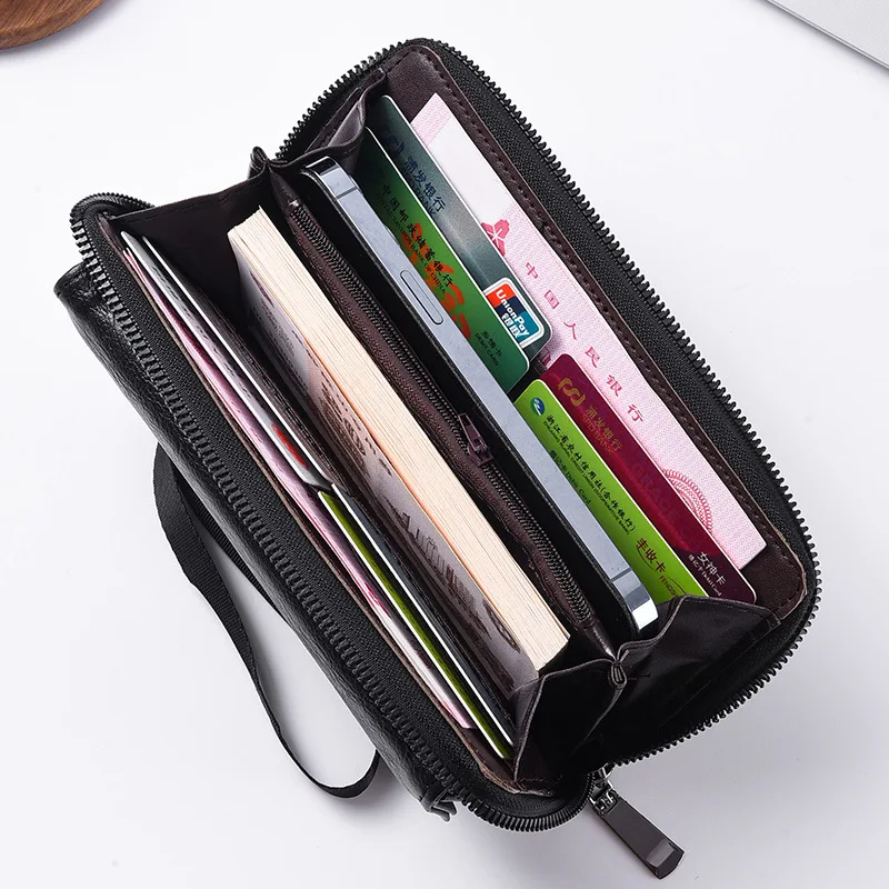 New Men's PU Wallet Multi Card Slots Casual Long Style Large Capacity Handheld Clutch with Phone Pocket