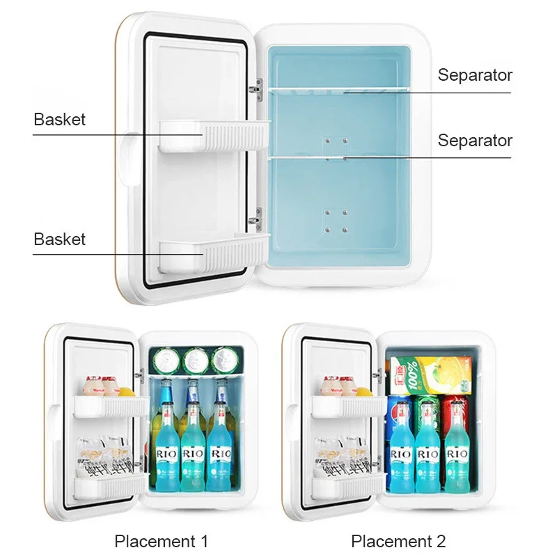 Réfrigérateur domestique portable à usage touristique, petit réfrigérateur à une porte, réfrigérateur cosmétique pour la peau, compresseur indispensable, voiture et maison, 20l