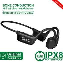 Wireless Waterproof IPX8 Bone Conduction Earphones with MP3 Player and Hi - Fi Sound (S10 - Black)
