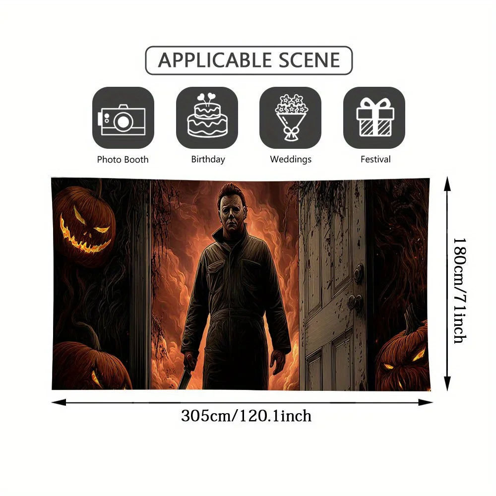 Halloween-Garagentor-Banner – Horror-Kürbislaterne, Michael Meyers – Innen- und Außendekoration – Detail 1