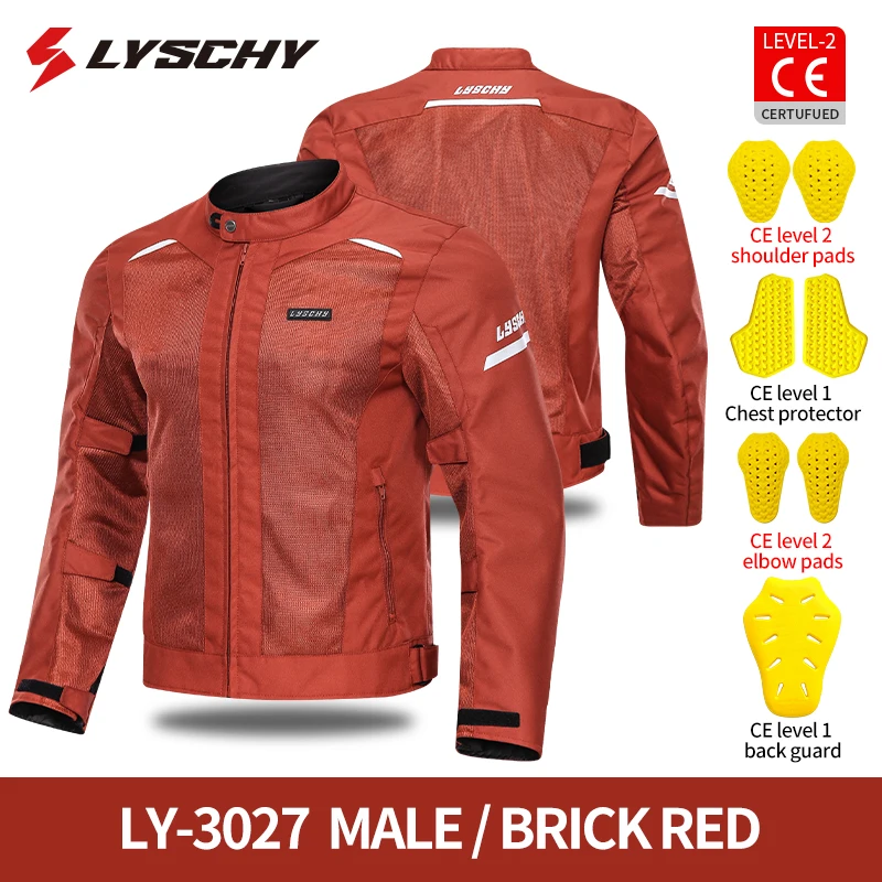 LYSCHY 남성용 여름 통기성 메쉬 라이딩 탑 천, 낙하 방지 모토크로스 사이클링 재킷, CE1/2 오토바이 보호 기어, 남아용 신제품