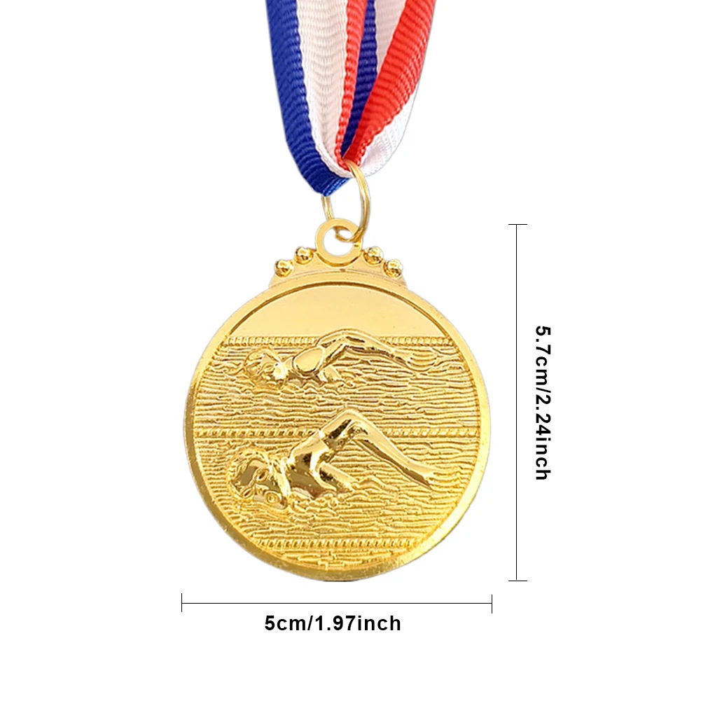 5cm Swimming Medal Sports Rewards with Neck Ribbon Competition Awards 1st/2nd/3rd Place Medals for Competitions Party Race