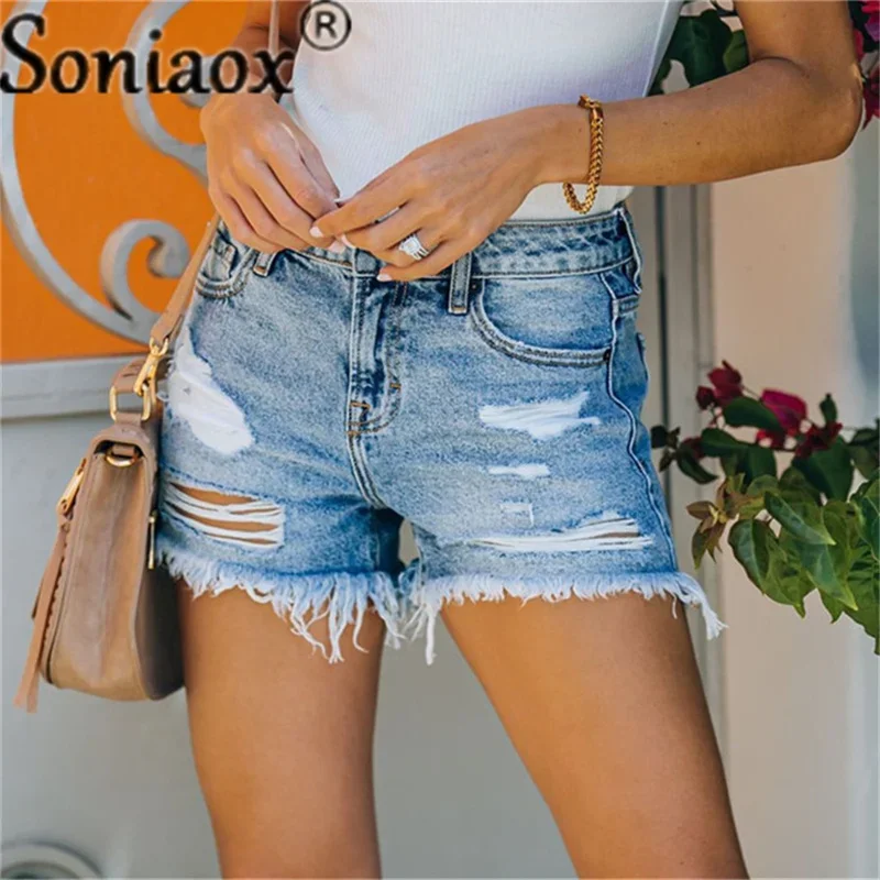 Ripped High Waist Jean Shorts Women Summer Loose Casual Short Jeans New 2021 Fashion All-match Ladies Street Denim Short Pants