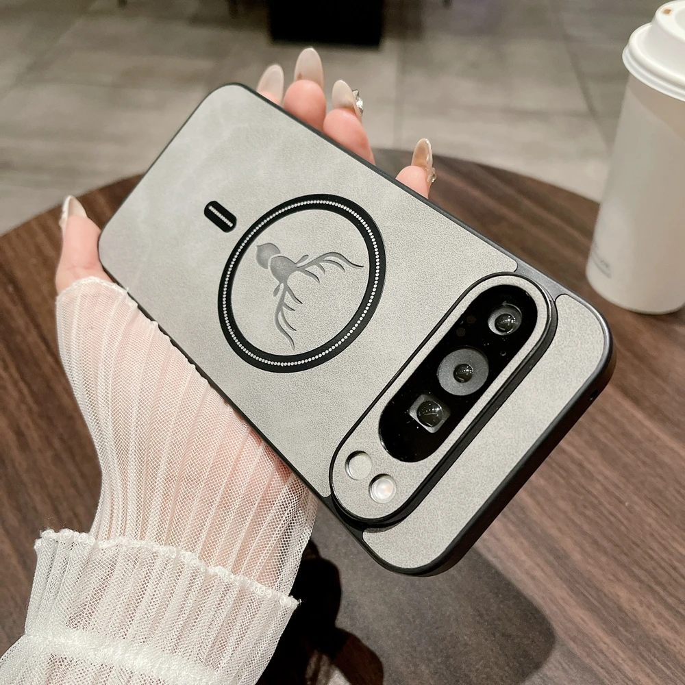 Cartoon Deer Leather Case with Wristband and Wireless Charger Cover
