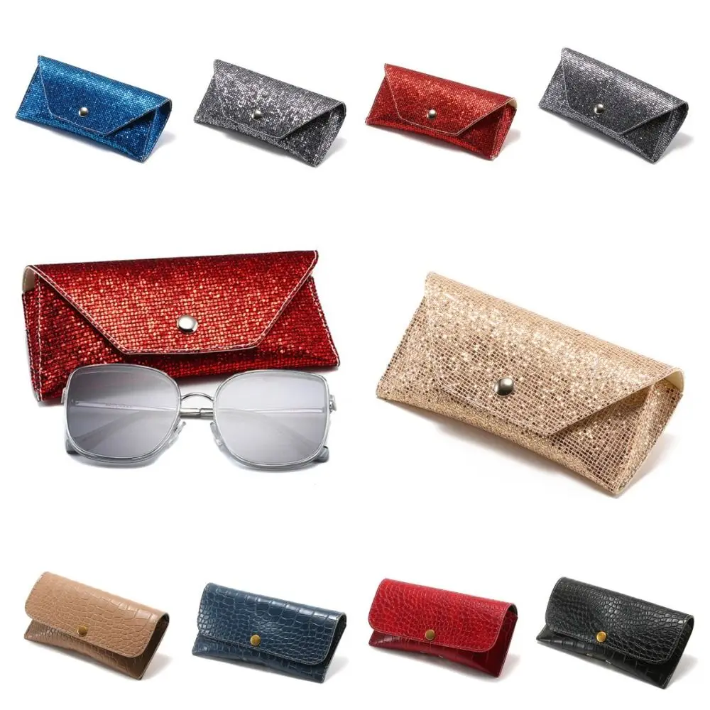 

Korean Style PU Leather Glasses Bag Simple Glasses Storage Bag Bling Sequin Waterproof Sunglasses Pouch Male