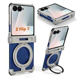 Eary Ultra - Thin Shockproof Case with 360° Rotatable Magnetic Kickstand and MagSafe Compatibility - Galaxy Z Flip7 (Titanium)