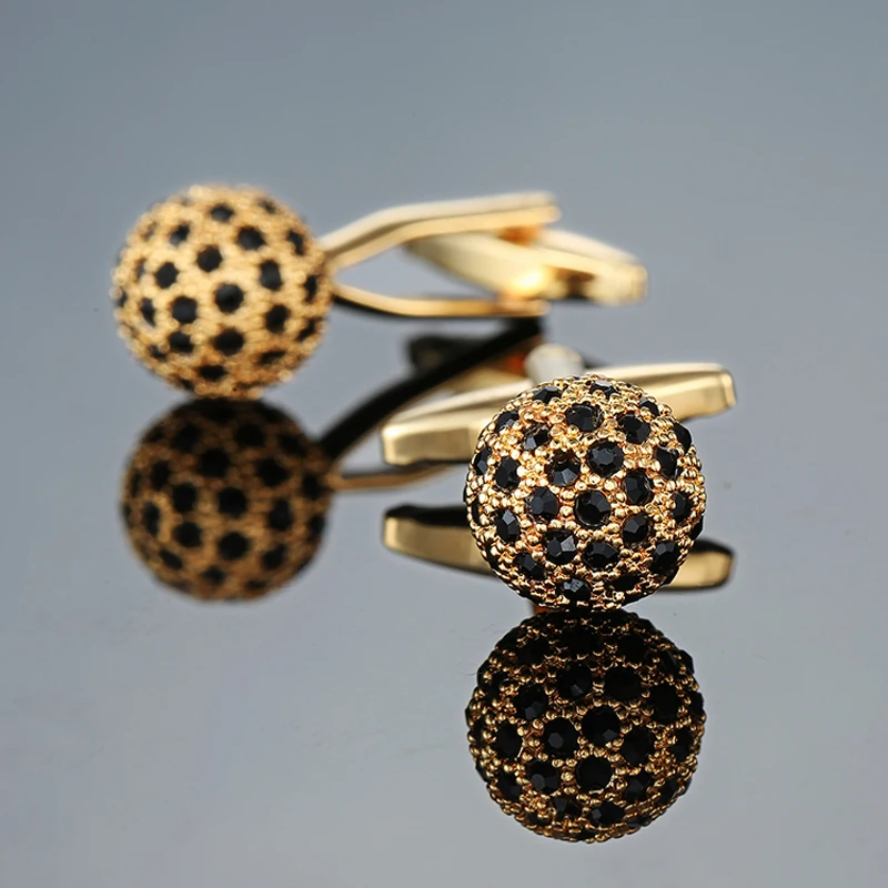 Luxury Mens Cufflinks - Round Crystal Zircon Cats Eye Stone Suit Accessories