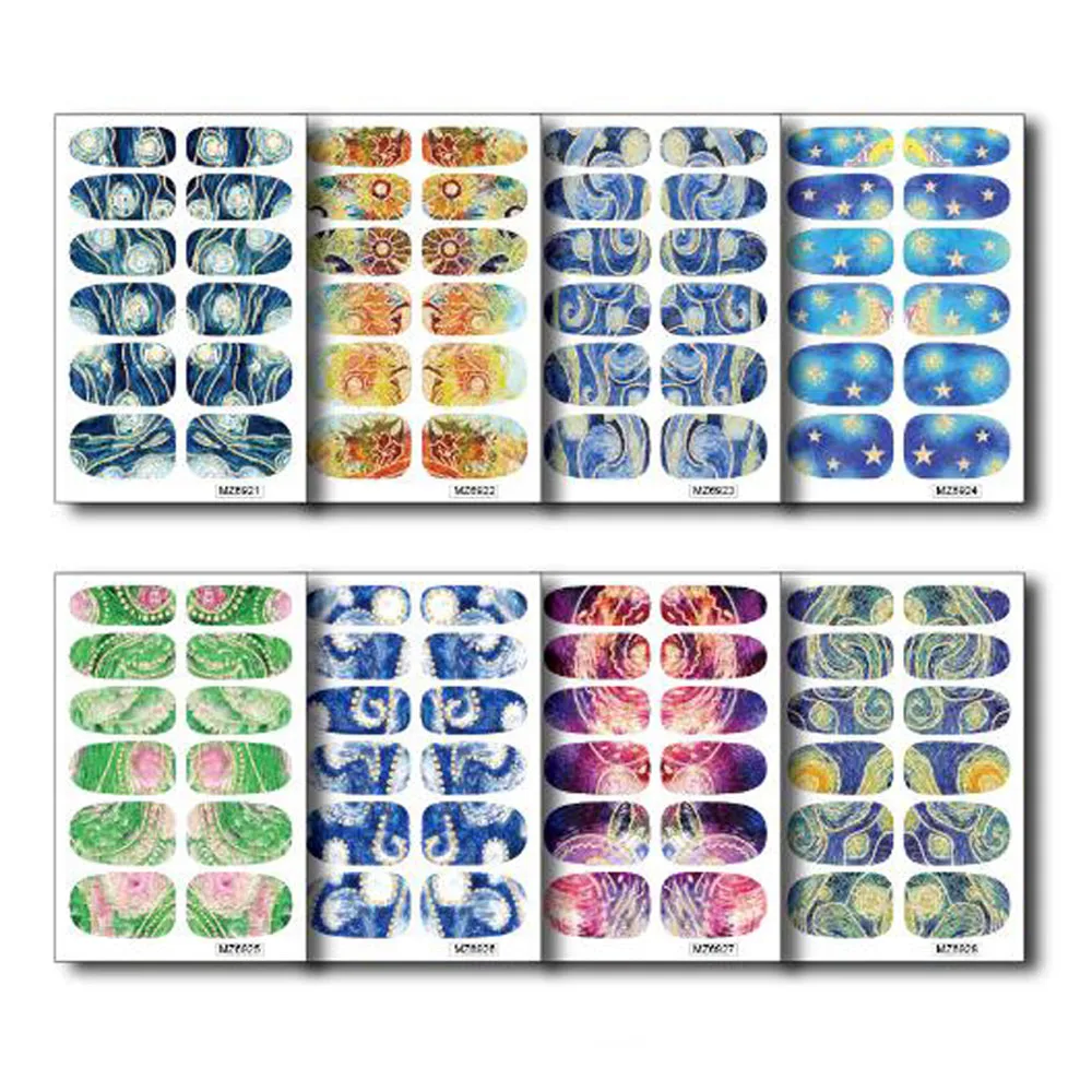 12 Tips Fake Nail Stickers Stars Self-Adhesive Slider Nail Art Decorations Waterproof Wrap Decals Manicure Accessories