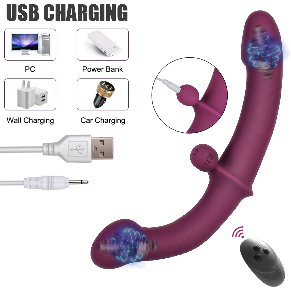 Dildo Strapless Strapo Vibratore G Spot Doppia testa Vibratig 10 Velocità Aal Massaggiatore per la Prostata Giocattolo del Sesso per Co_voghion.com