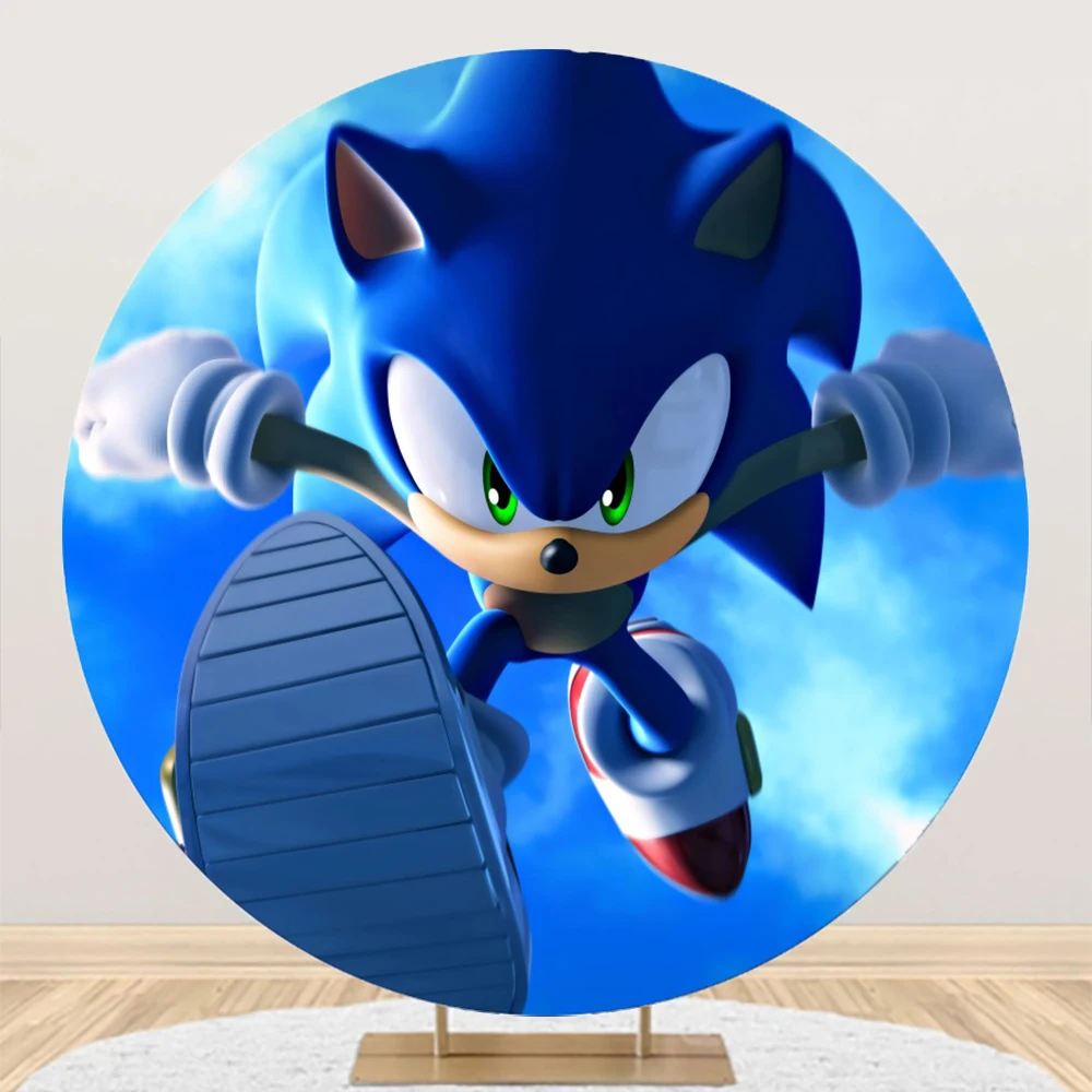 Personalizar el nombre del bebé y los años de Sonic the Hedgehog Telón de fondo Decoración para fiesta de cumpleaños Estudio fotográfico de Sonic Suministros para fiesta de baby shower