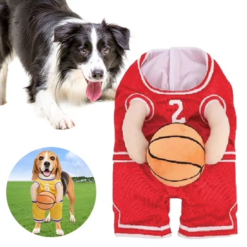 Dog Basketball Player Costume with Ball Pet Halloween Costume Funny Dress Up Sports Outfit for Halloween Party Costume Props 2