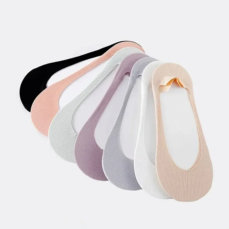 7 Pairs of Women's Summer ice silk socks Cool Breathable Free Cut Non-Slip Anti-Heel Shallow Mouth Invisible Socks