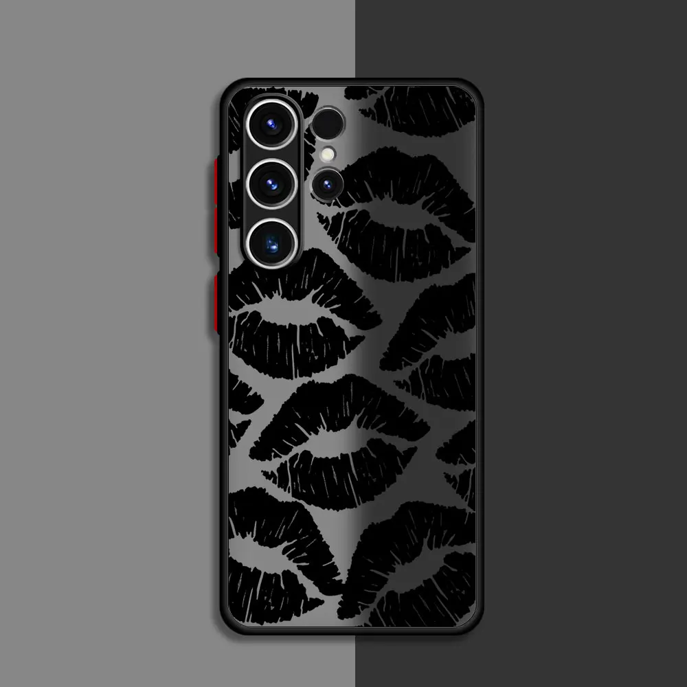 thumbnail image 1 of Matte Case For Samsung Galaxy S22 S23 Ultra S24 S20 S21 FE S10 Plus Capa Note 20 10 Lite Phone Funda Gothic Style Black Lip, 1 of 5
