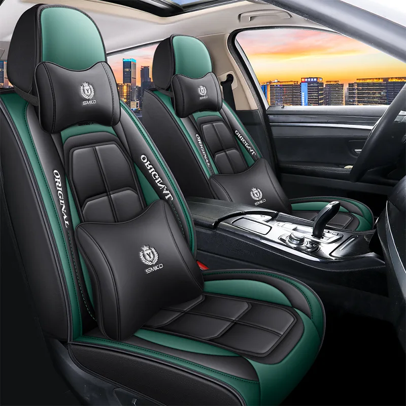 PVC Leather Car Seat Covers Full Set Luxury Seat Cover Sports Cushion Cover for Cars universal momo h tag steering wheel 14 350mm sports for honda universal artificial leather car jdm sim racing black white horn cover