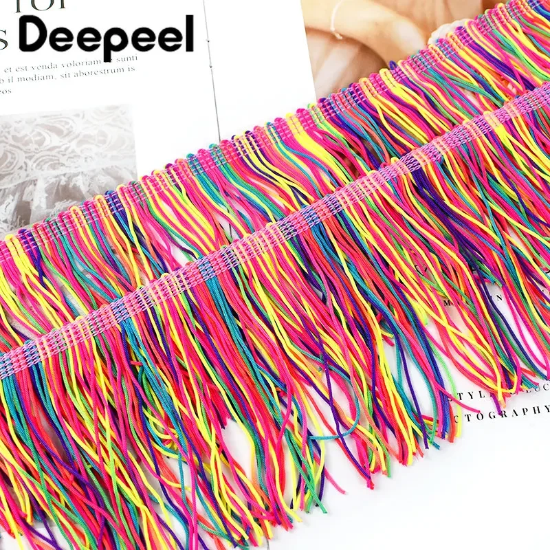 2/5Meters Tassels Fringe Trim 10/15/20cm Decorative Rainbow Trimming Lace Fabric Dance Dress Clothes Curtain Sewing Accessories