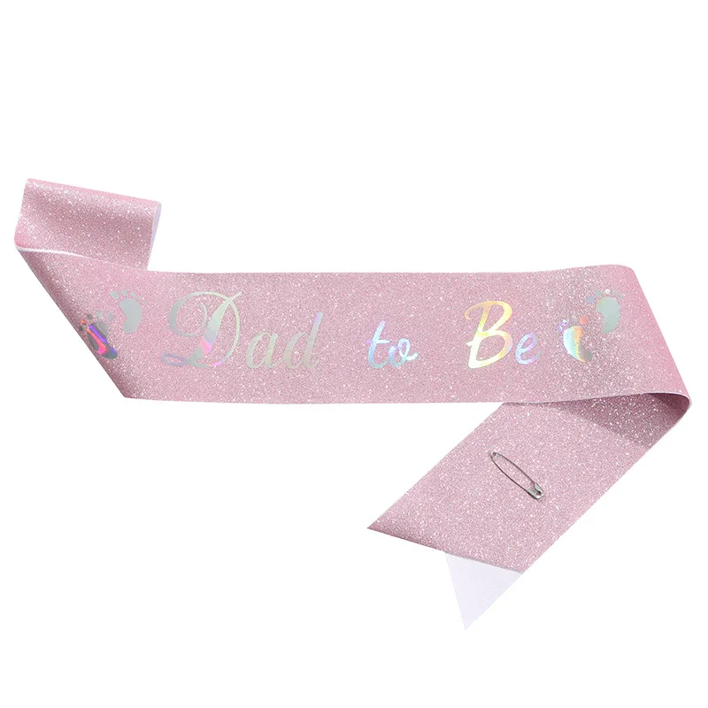 Glitter Satin Sash Set for Expectant Parents - Baby Shower & Gender Reveal Party Decoration