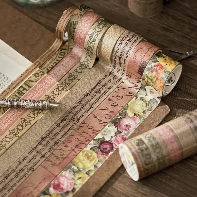 Washi tape 8 rolls/set Vintage old newspaper illustrated text decorative collage Decorative tapes school office supplies