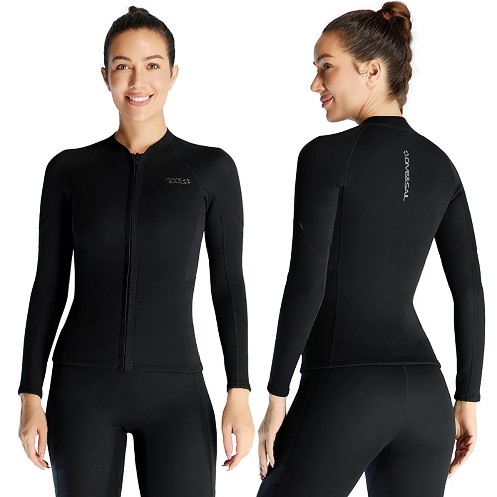 New Men Women 1.5MM Neoprene Diving Suit Split Sun Protection Long-Sleeved Surfing Top Pants Water Sports Warm Swimming Top