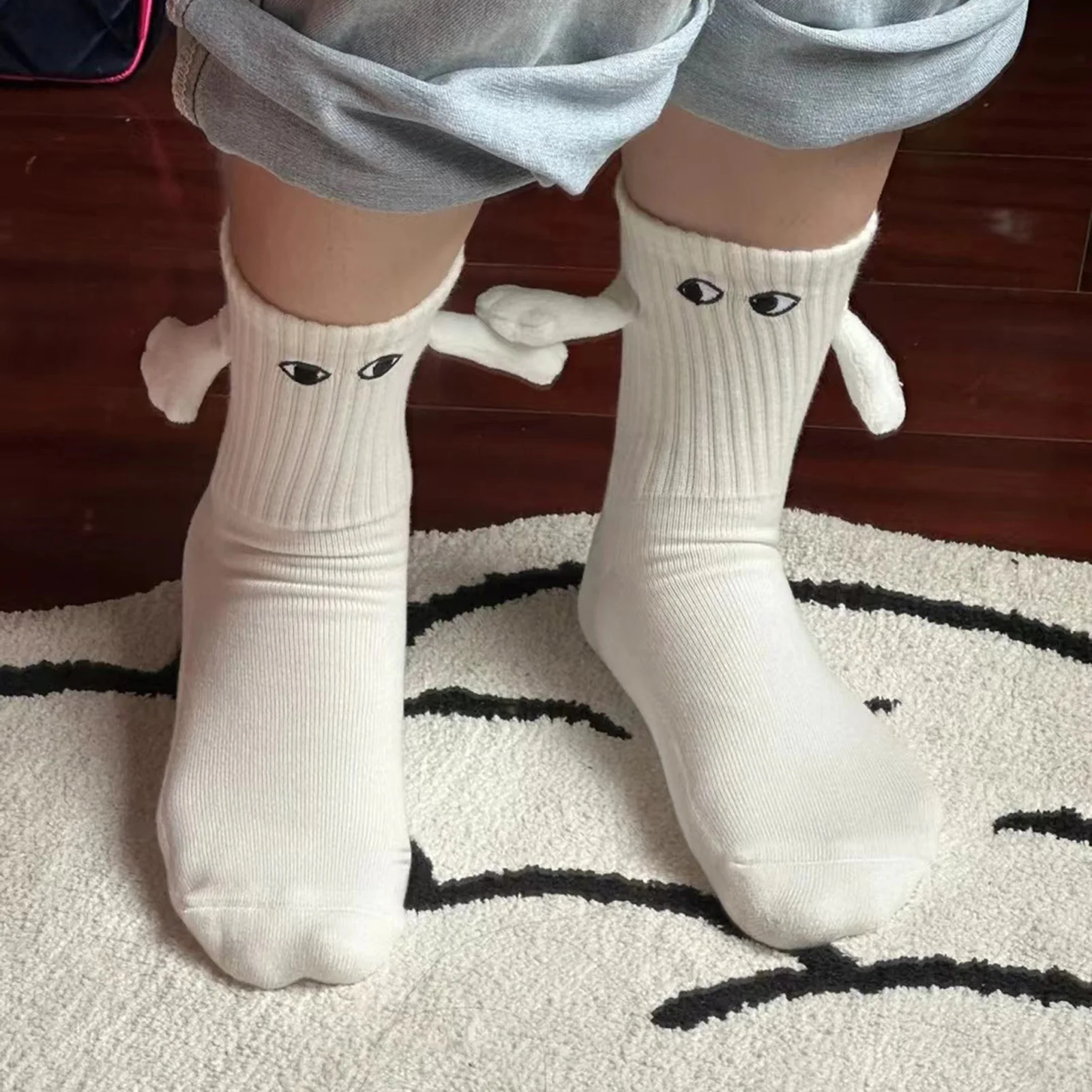 3 Paia Calzini Magnetici Per Coppie | Divertenti Con Mani Che Si Tengono | Regalo Natale Uomo Donna | Nero+Bianco+Grigio