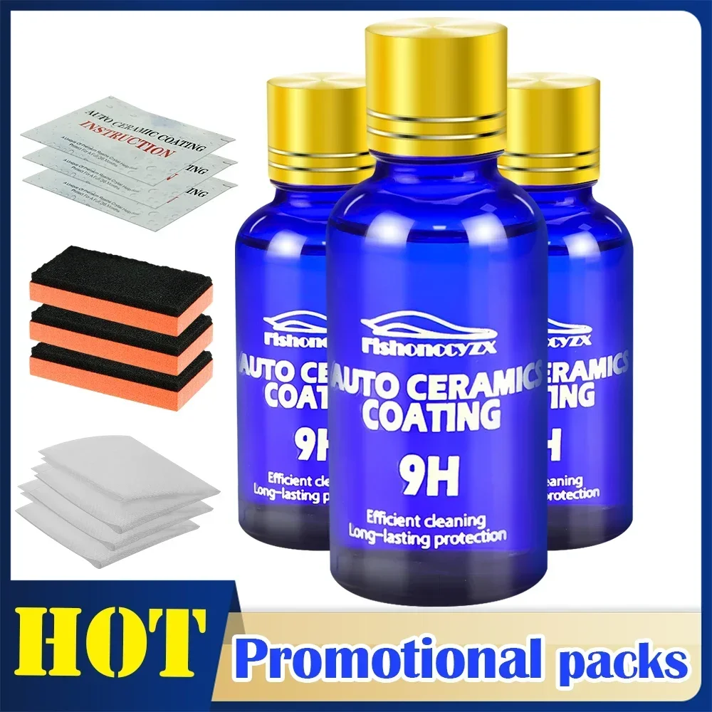 Car Coating Spray Car Coating Agent 3Pcs 9H Car Plated Crystal Ceramic Coating Super Hydrophobic Glass Polishing Coating Set Without Box Car Paint Maintenance Fluid