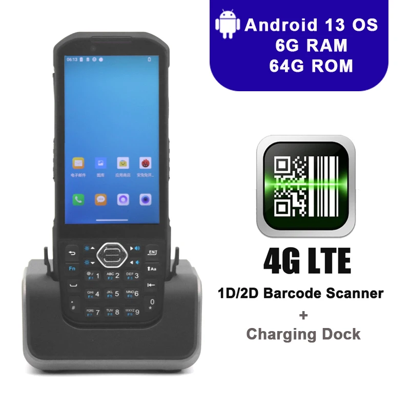 Scanner portatile PDA Android 13 OS 6G+64G Scansione 2D MT6769 CPU 4G-LTE Wifi GNSS Iot Terminale PDA robusto - immagine 6