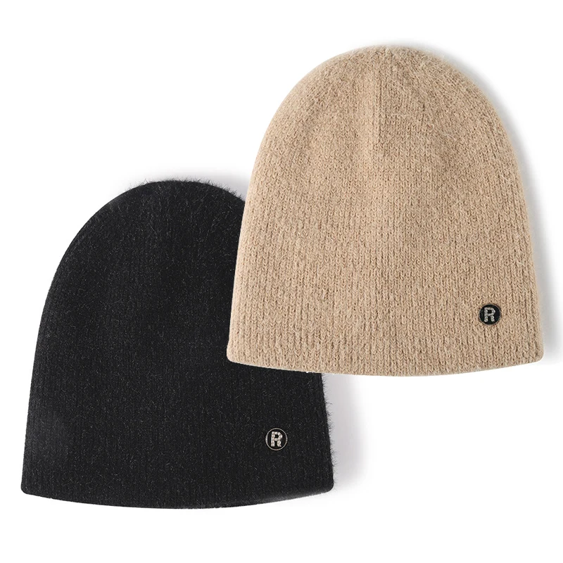 

Solid Soft Faux Rabbit Fur Beanies Winter Hat For Woman Men Knit Bonnet Warm Skullies Beanie Hats Cover Head Cap