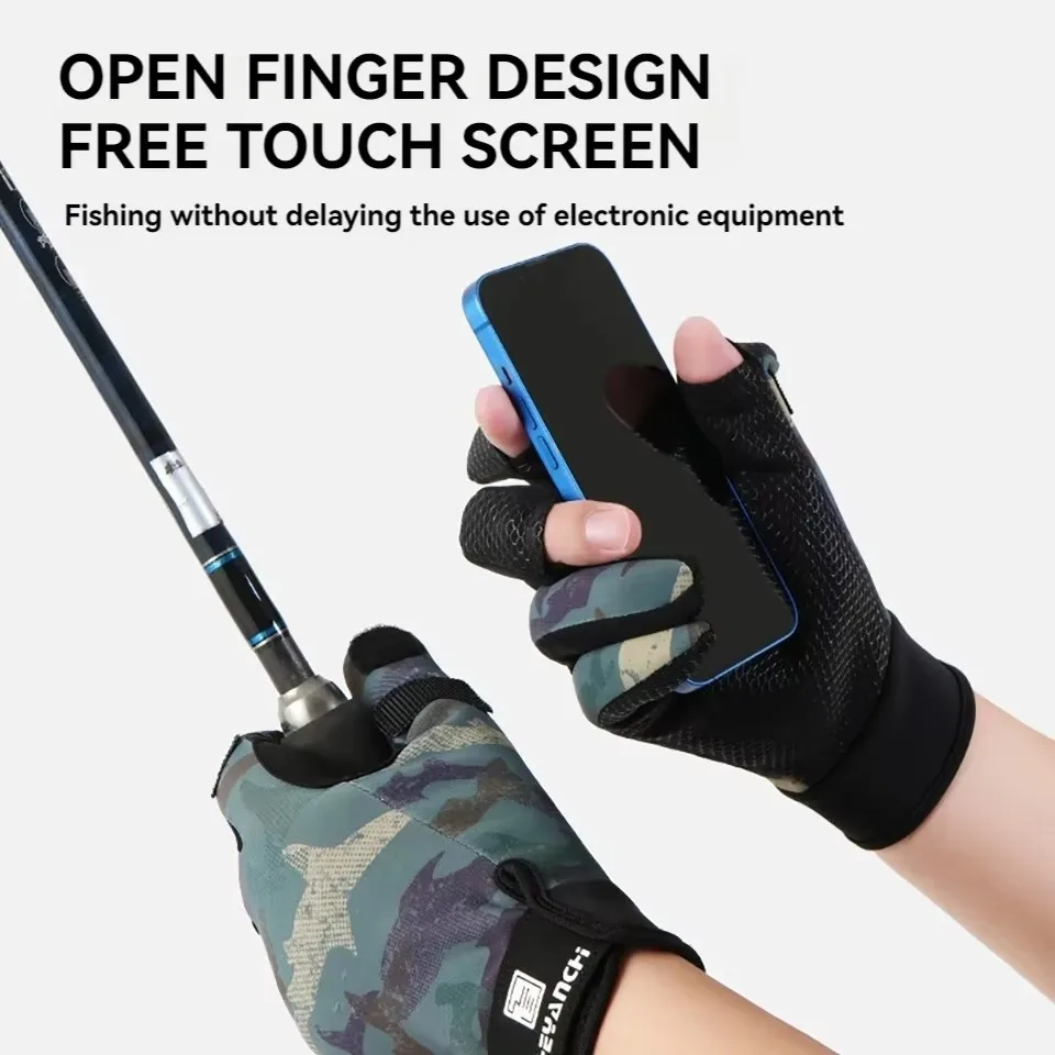 1Pair Winter Fishing Gloves Touch Screen Thickened Silicone Anti-slip Waterproof Wear-resistant Flip Finger Bike Gloves fishing gloves cycling gloves