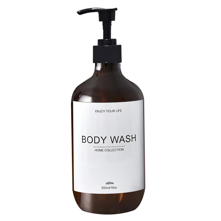 בקבוק מזיגת שמפו לשטיפת הגוף בנפילת מים לחדר האמבטיה עם תווית מוקדמת, בקבוק סבון ניתן למילוי