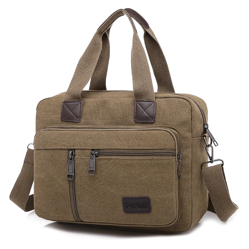 Men's crossbody bag, 15.6-inch laptop handbag, vintage canvas briefcase, shoulder bag