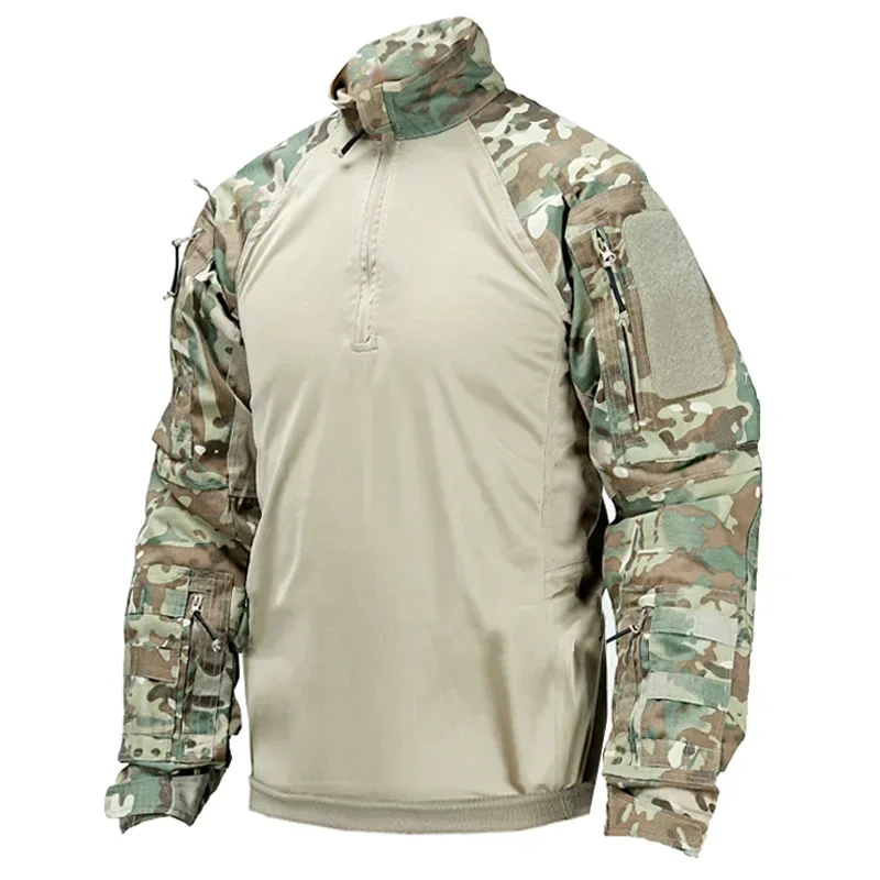 Men Outdoor Uniform Combat Shirt Tactical Shirt Long Sleeve Paintball Camping Hunting clothes Wear Resistant Tops 2