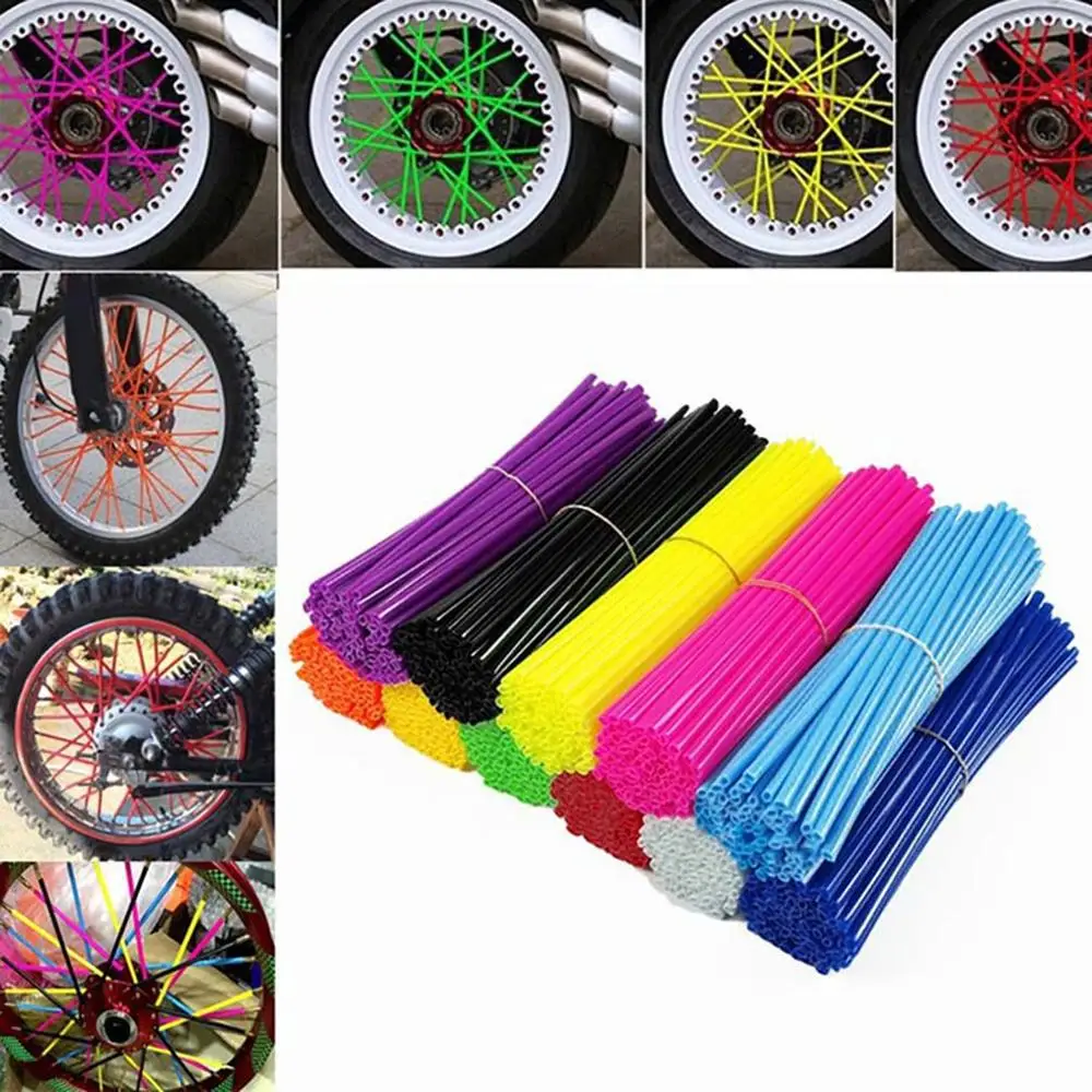 36Pcs Motorcycle Wheel Spoked Protector Wraps Rims Skin Trim Covers Pipe For Motocross Bicycle Bike Cool Accessories