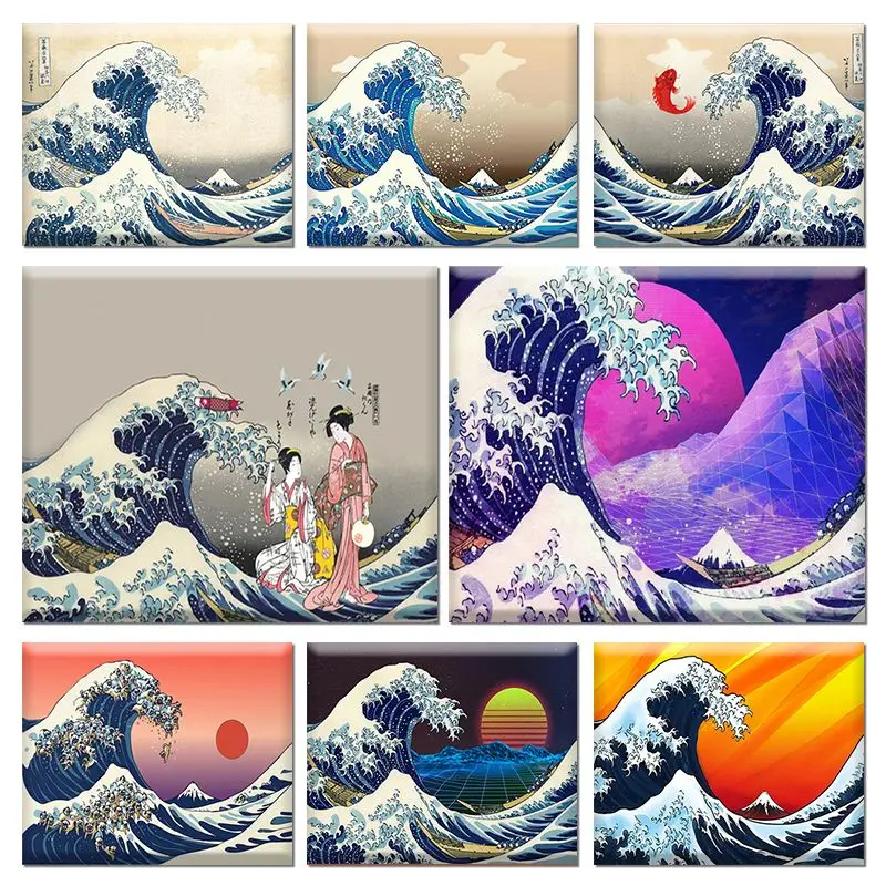

CHENISTORY Diamond Painting Cartoon Sea Wave Scenery 5d Diy Diamond Embroidery Kit Picture Of Rhinestones Mosaic Handmade Gift