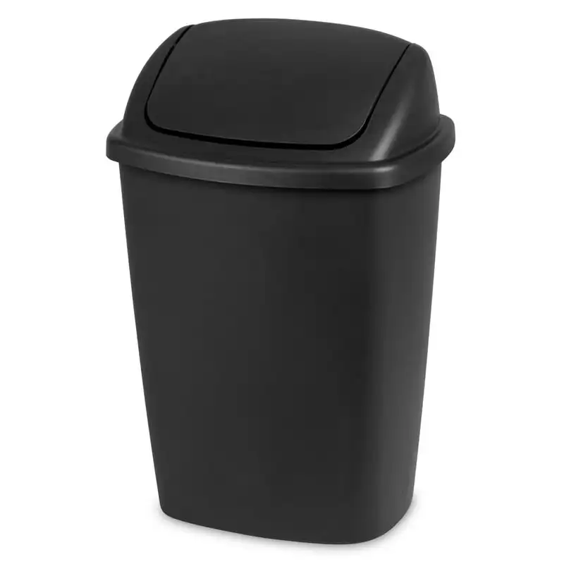 

Gallon Trash Can, Plastic Swing Top Office Trash Can, Black
