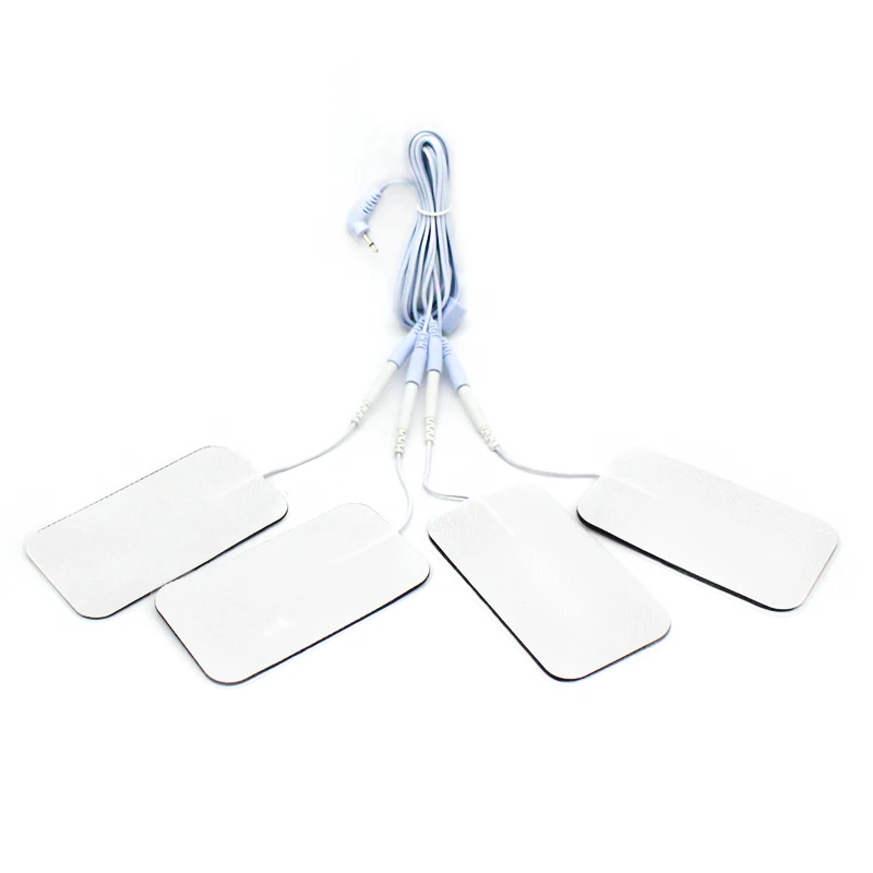 Massage Tool 2 Way + 4-Way Machine Massager Electrode Pads Lead Wires Cables for Tens EMS Standard 5mm Connection