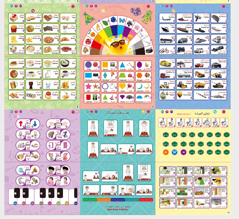 Arabic English Point Reading Machine Baby Intelligence Development Multifunctional Drawing Board  Early Education Wall Chart 4