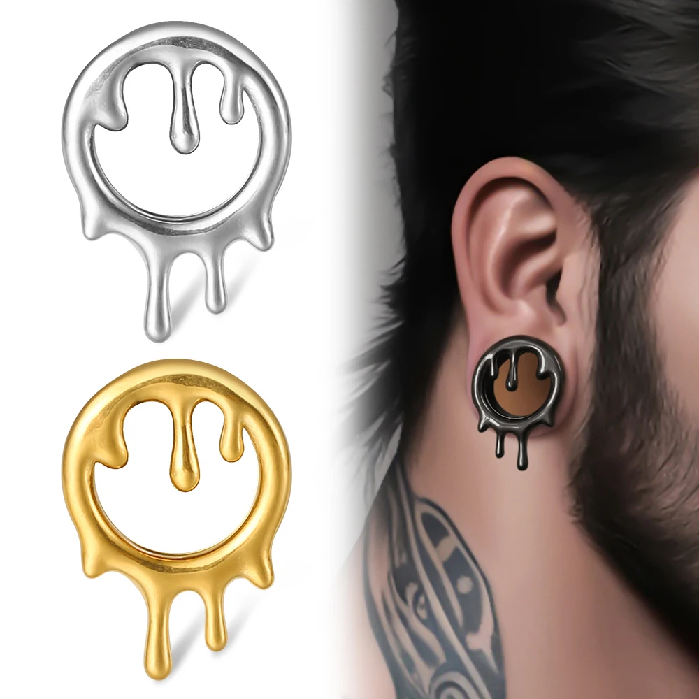 

Giga 2PCS Melt Design Ear Plugs Expander Gauges for Earlobe Stainless Steel Tunnels Stretcher Earrings Body Piercing Jewelry