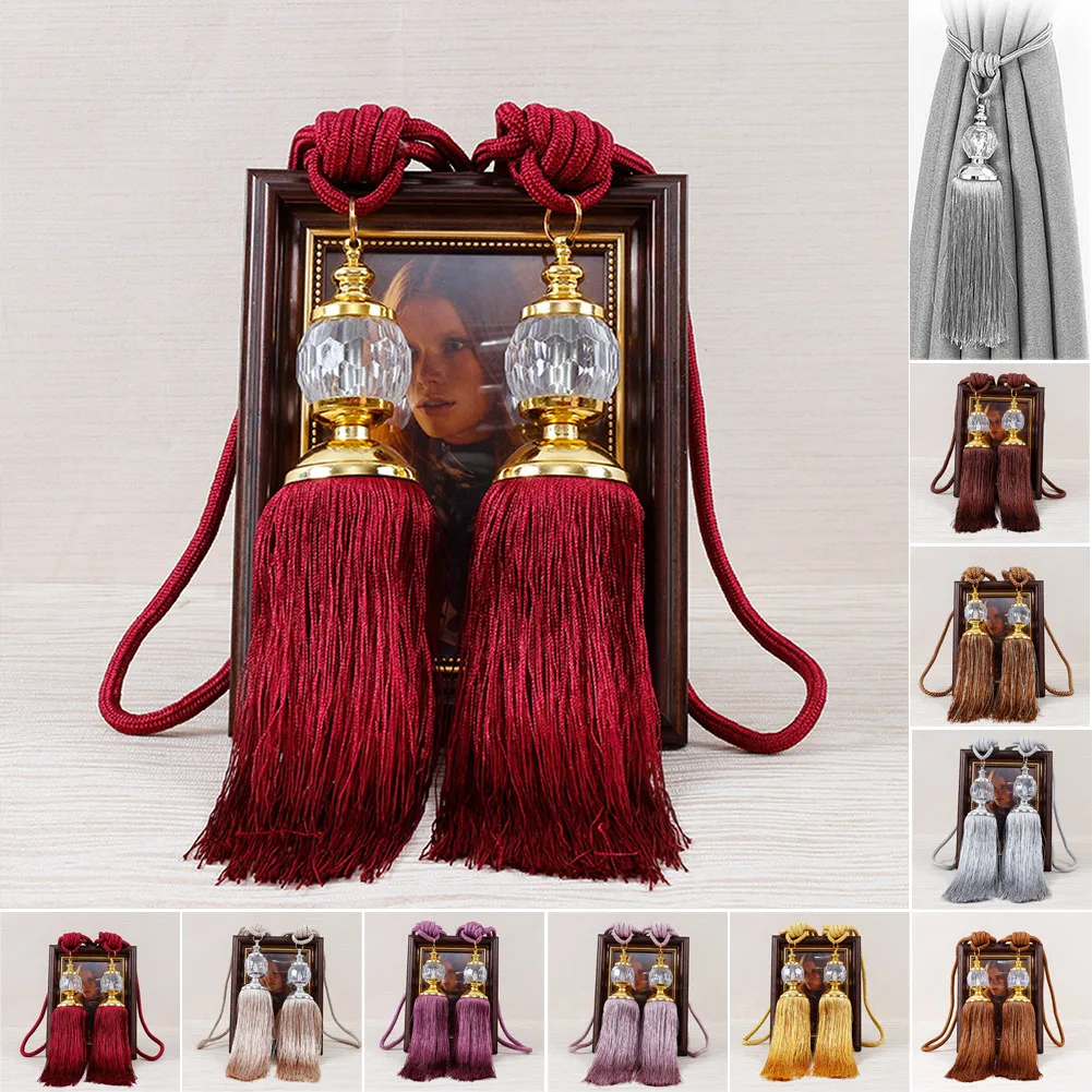 Curtain Tiebacks Beaded Tassels Rope Window Drapes Decoration 2pcs For curtain tiebacks curtain accessories