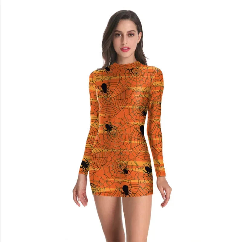 Woman Halloween Costumes Cosplay Bloody Nurse Zombie Mini Dresses Women Long Sleeve Pack Hip Dress Party Horror