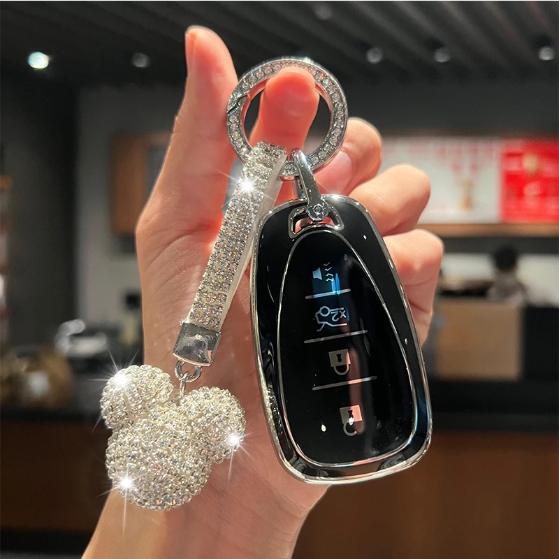 Key Case Car Key Shell TPU Soft Car Key Case Cover Protective Shell For Chevrolet Chevy Malibu Camaro Cruze Traverse Spark Equinox Sonic Volt Keychain