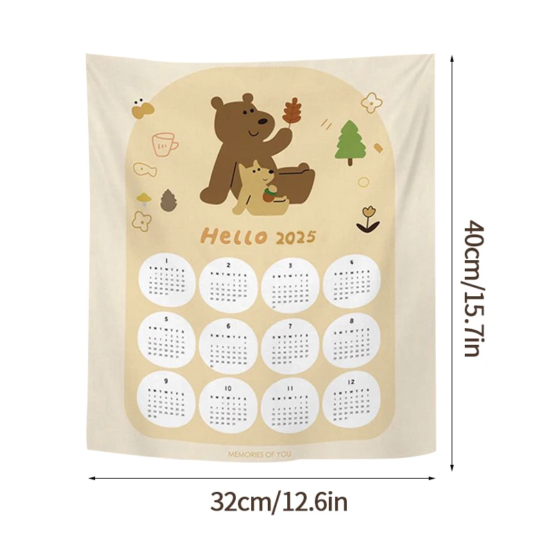 New Year Calendar Tapestry Wall Decorative Hanging Cloth Background Photo Props Home Calendar Cloth Room Decoration