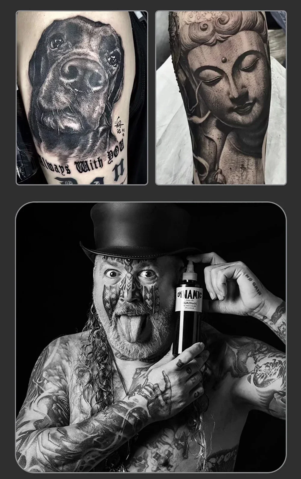 画材 Dymanic Inc BLK/TBK Dynamic Triple Black Tattoo Ink - 8oz Bottle | Dynamic Color