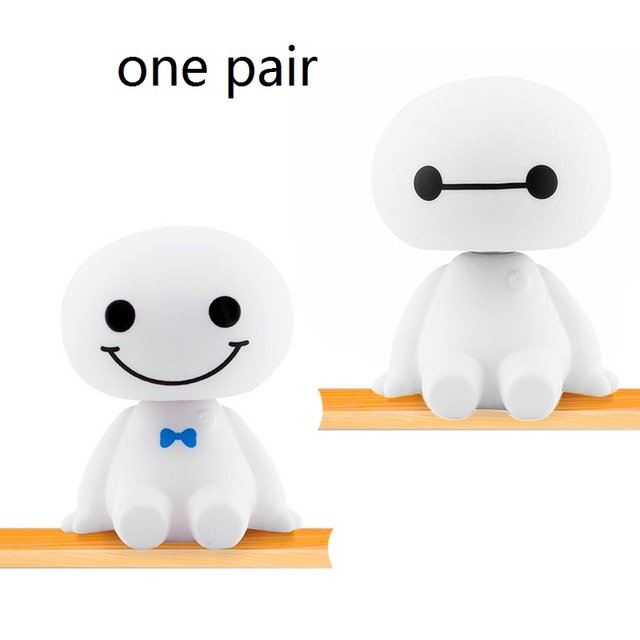 Plastic Baymax Robot Shaking Head Figure Car Ornaments Auto Interior Decorations Big Hero Doll Toys Ornament Accessories