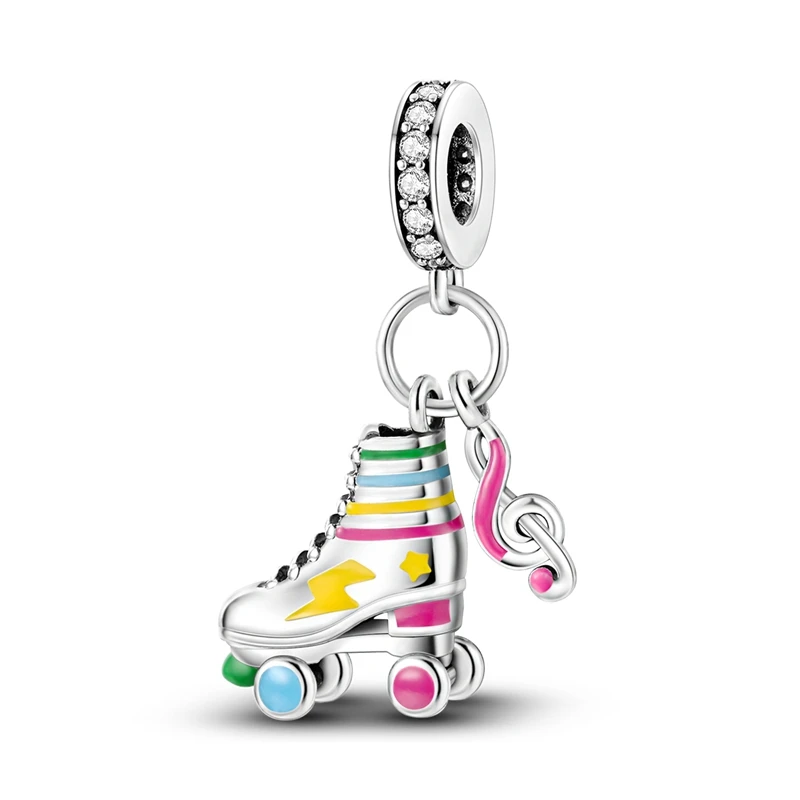 

Colorful 925 Sterling Silver Music Glow Pulley Shoe Dangle Charm Fit Pandora Bracelet & Necklace Wedding Jewelry Gift